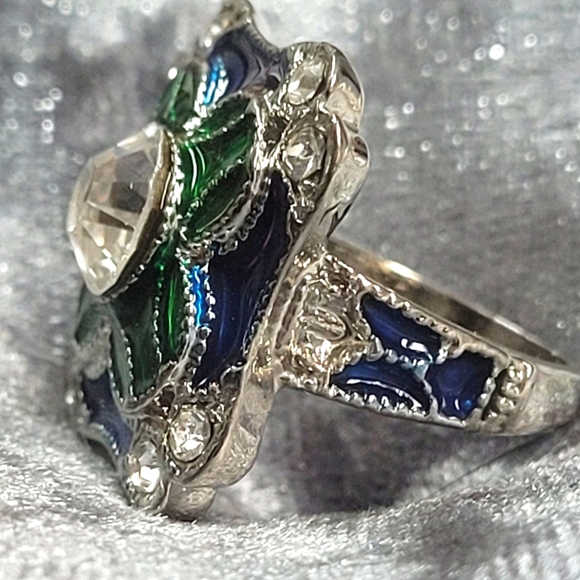 Green Square Art Deco Ring - Picture 3 of 9